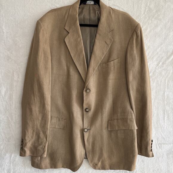 Vtg Polo Ralph Lauren Linen Blazer 44 Long USA Made...